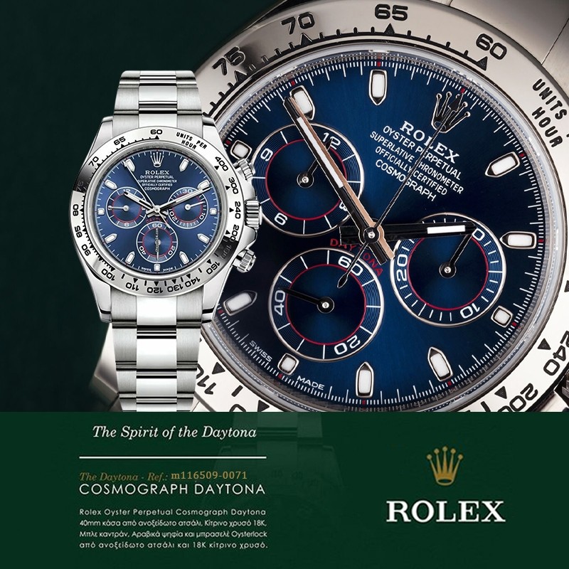 【100% ASLI】Rolex Daytona Jam Tangan Rolex Pria Cosmograph Daytona M116509-0071 Indeks Biru Oyster 40