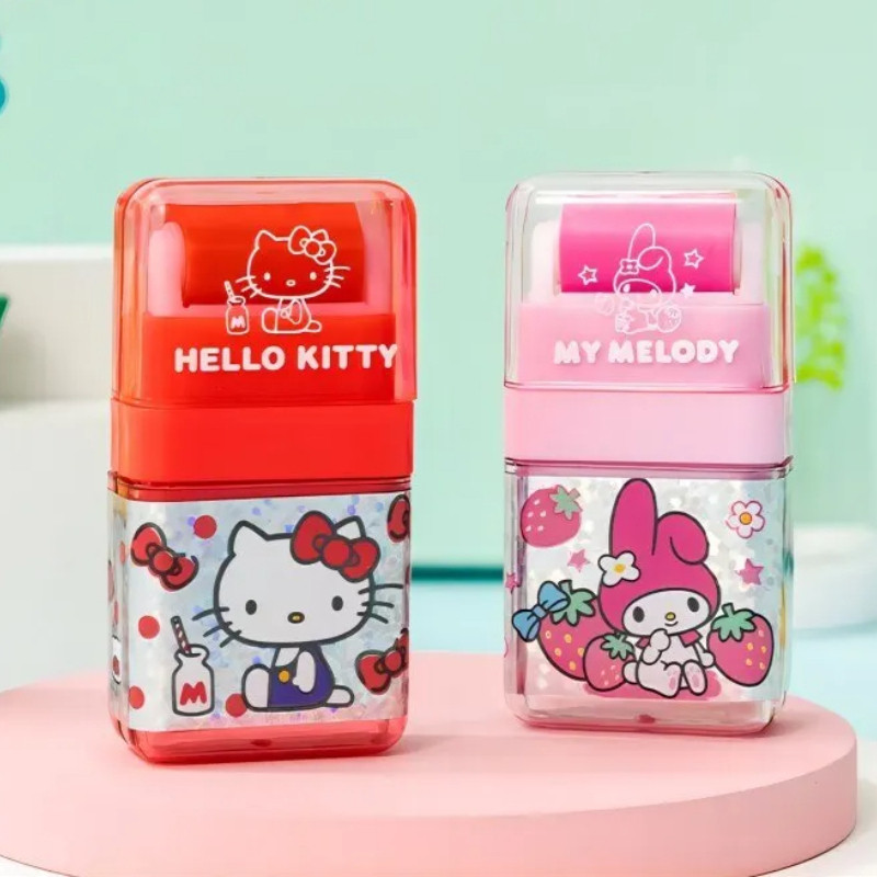 

2pcs Sanrio Roller Eraser Hellokitty Melody School Stationery Correction Supplies Correcting Plastic Rubber