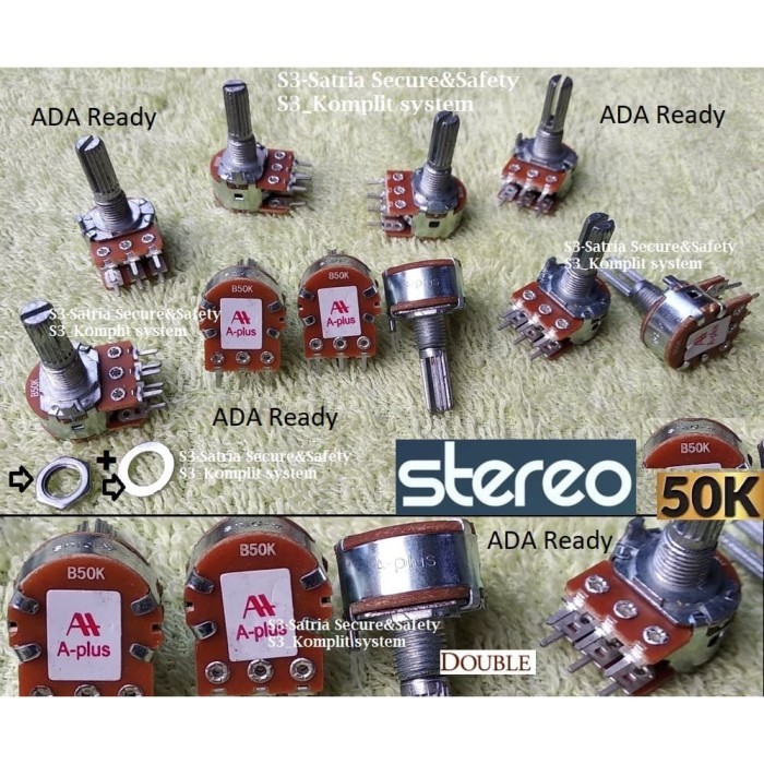 Stereo 50K Potensiometer 50 K Kilo Potensio meter B50K Tune volume