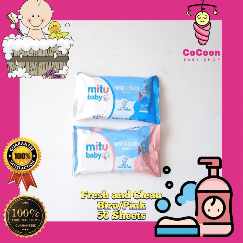 Tisu Basah Bayi Mitu Baby Wipes Fresh and Clean 50 Sheets Cherry Berry