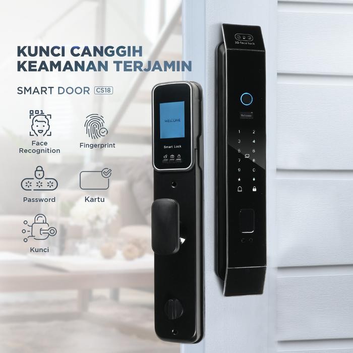 

Smart Door Lock Face Recognition Camera Password Fingerprint Card Kunci Pintu CS18