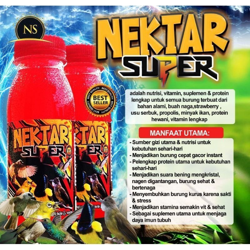 Nektar Super Merah 140ml Terbaik Untuk Sogon Pleci Kolibri Burung Kicau (Best Seller)