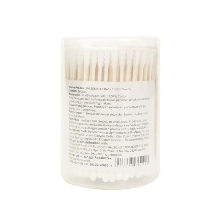 DYLEE & LYLEE Baby Cotton Swabs Earpick Dua Sisi 200 Pcs