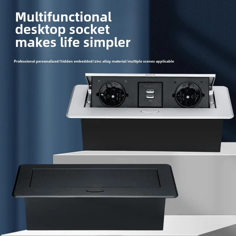 Stop Kontak Meja Meeting Tanam Desktop Tertanam Stopkontak Floor Desk Outlet 2 lubang + 2USB