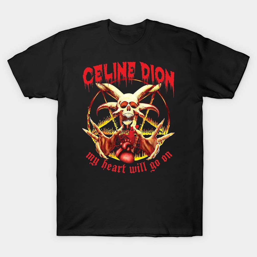 Kaos T shirt musik lucu parody celine dion black metal