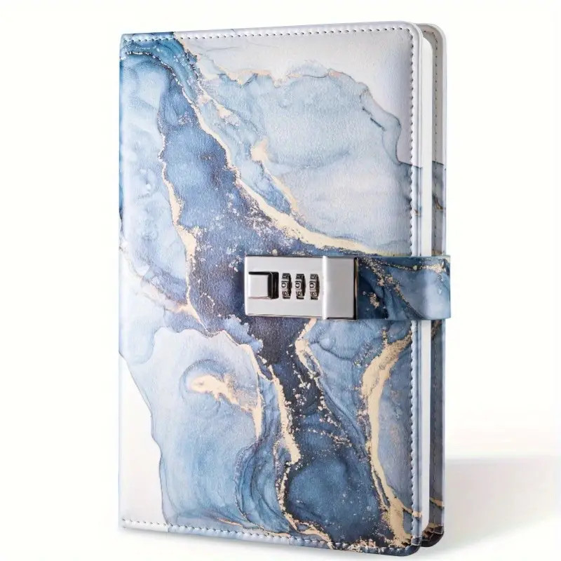 

A5 Password Lock Journal Notebook - Creative Plain Ruled Notepad for Students, Stationery Diary with Secure Combination Lock