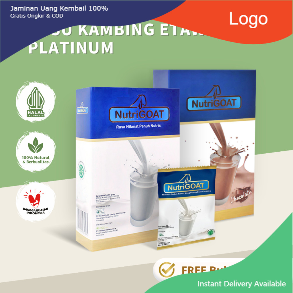 

Susu Kambing Etawa Platinum - NUTRIGOAT - Varian Original, Coklat & Sachet / Kaya Akan Nutrisi Anak.