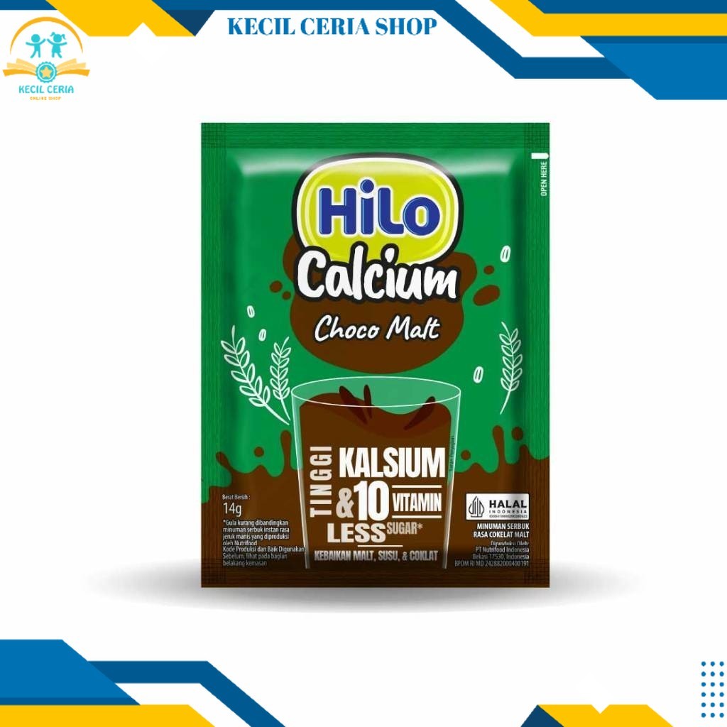 

HiLo Renceng Choco Malt Hi Calcium 10 Sachet Cokelat Susu Berenergi Tinggi Kalsium Hailo Peninggi Badan Kecil Ceria