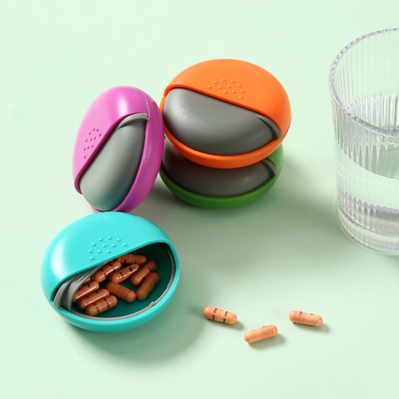 Portable Travel Round Pill Box Mini Spin Pill Organizer Pill Box Spin Pill Organizer Tablet Containe