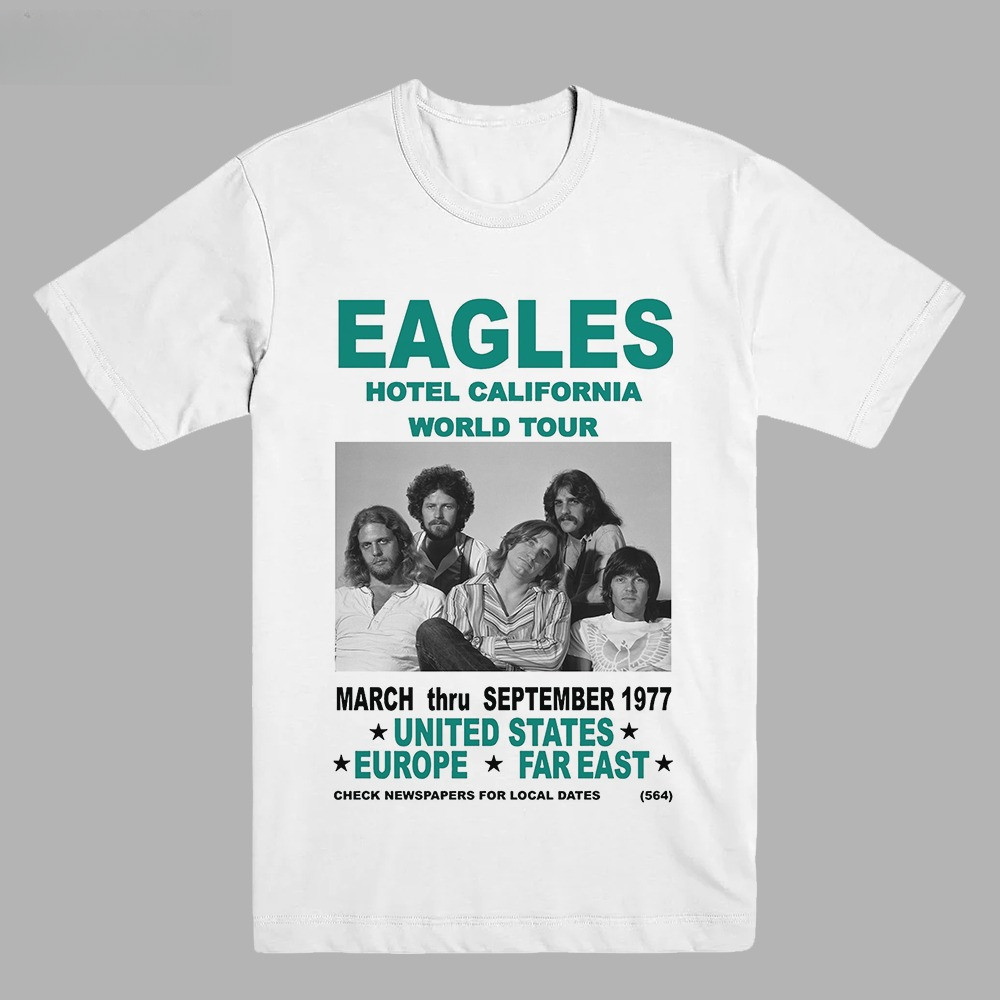 THE EAGLES - HOTEL CALIFORNIA WORLD TOUR | T-SHIRT |  BAND MERCH