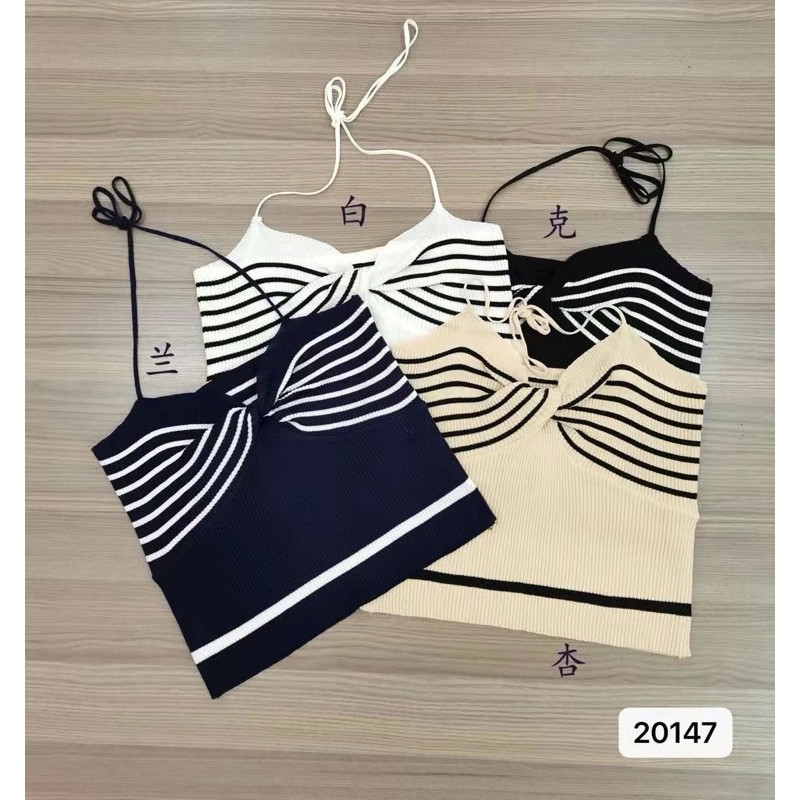 COD- Crop Tank top Rajut Wanita Ikat Leher / Tangtop Knit Tali Ikat Leher (T243) / Tanktop Sexy