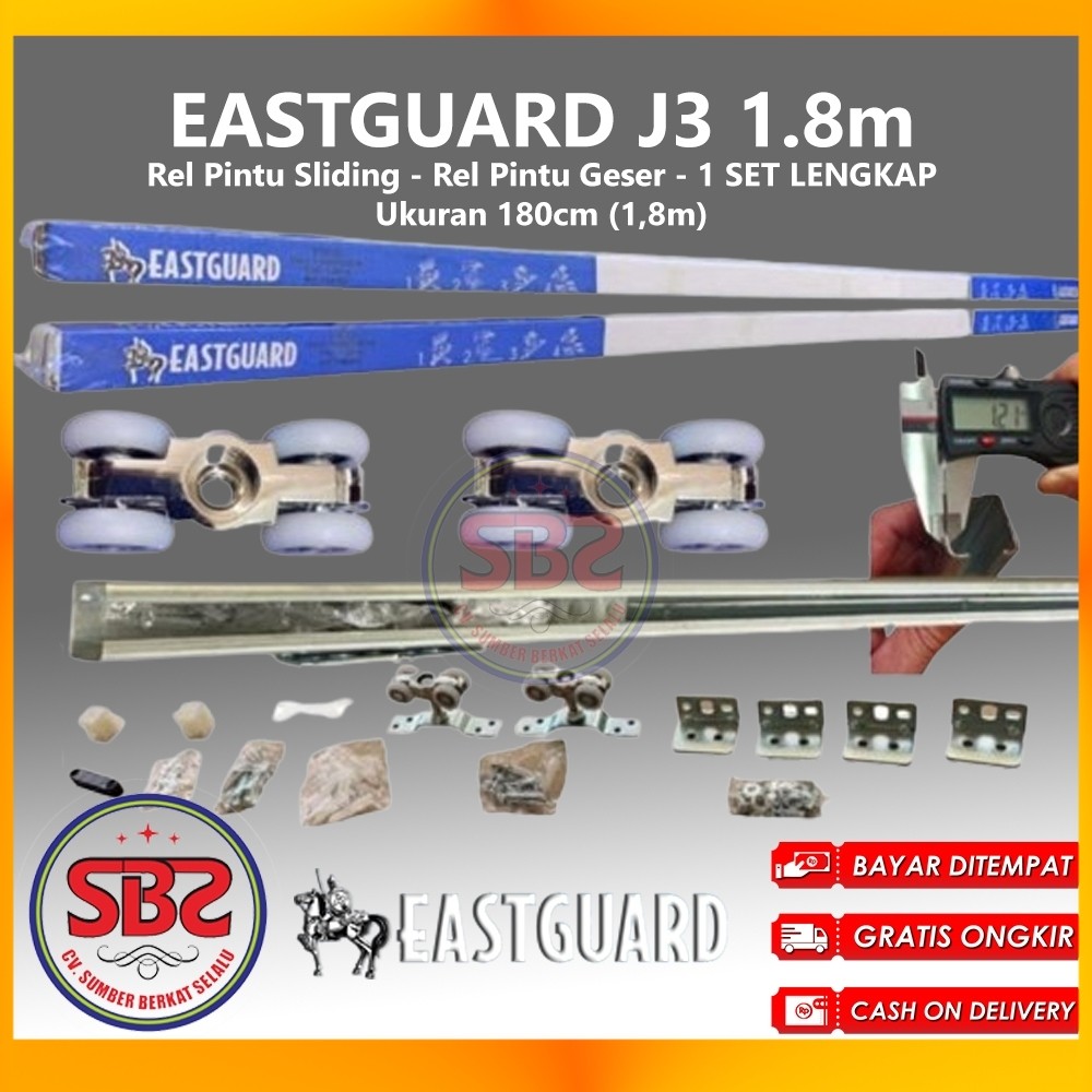 REL SLIDING J3 EASTGUARD - Rel Pintu Dorong - Sliding Rail Galvanis - Sliding Track - Rel Pintu 1.8m