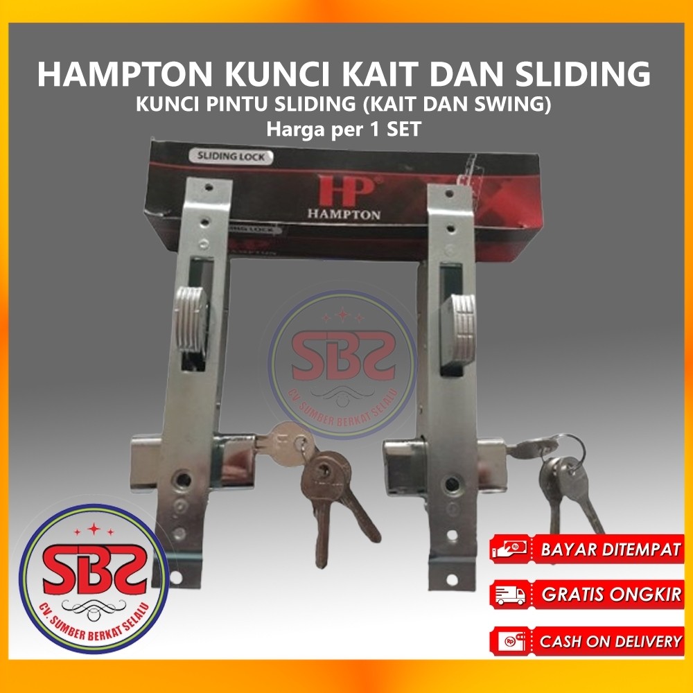 HAMPTON KUNCI PINTU ALUMUNIUM SLIDING MODEL KAIT DAN SWING