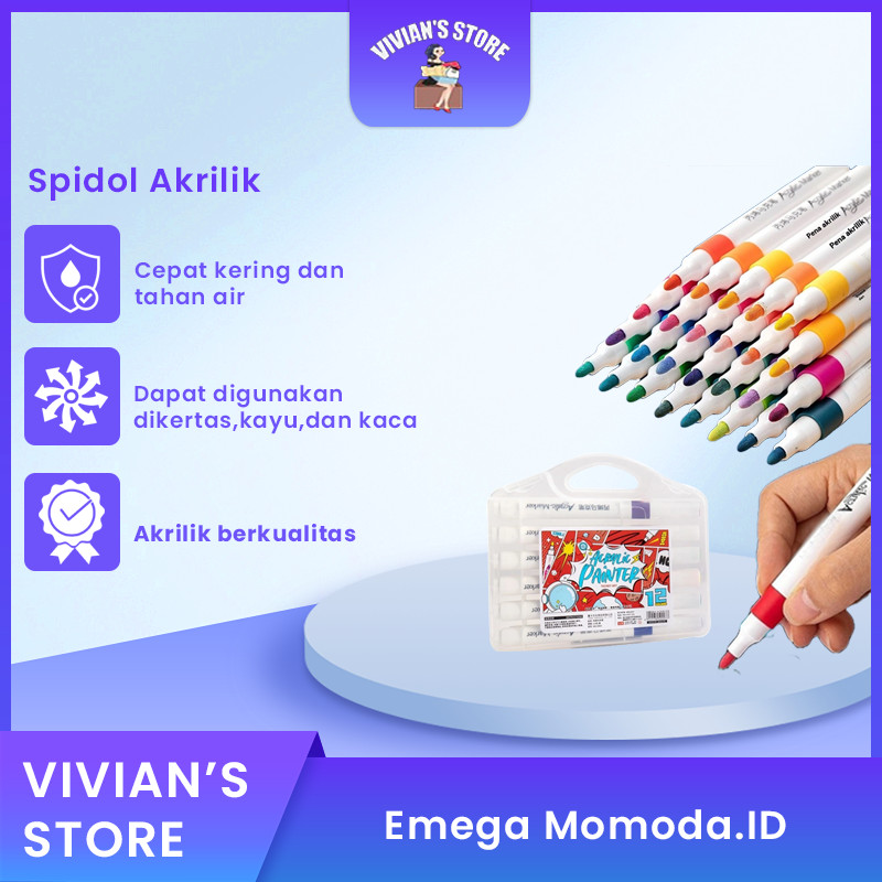 

12/24/36/48/Colors Pen Akrilik Marker Warna Cepat Kering Tahan Air / Spidol Acrylic Painter / Menggambar Kreativitas Seni Edukasi Anak