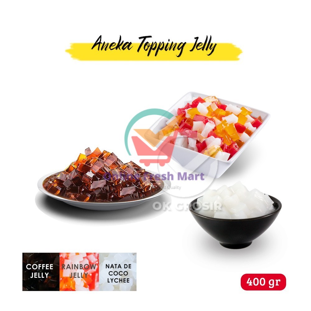 

Rainbow Jelly/ Coffee Jelly/ Coconut Jelly/ Topping Jelly/ Jelly Cha Time (400 gr) - Online Fresh Mart Denpasar