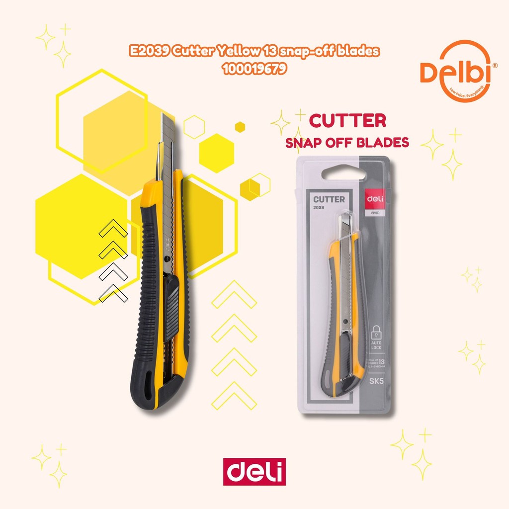 

CUTTER DELI E-2039 (1 PCS) E2039 Cutter Yellow 13 snap-off blades