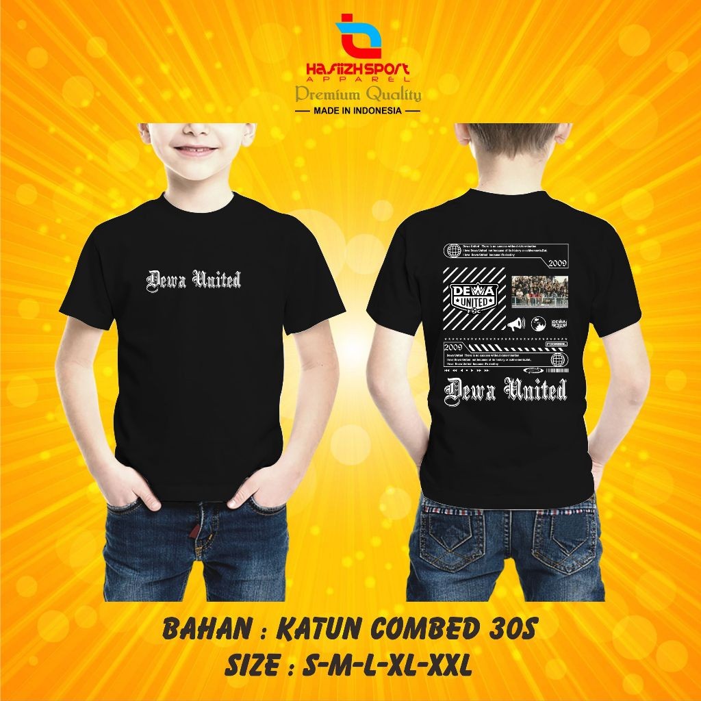 KAOS BAJU ANAK SUPORTER DEWA UNITED BAHAN PREMIUM