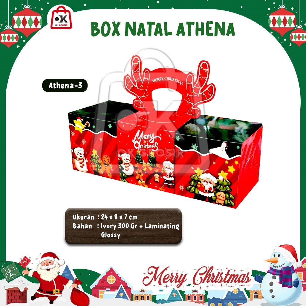 

Box Kado Natal ATHENA 24x8x7cm untuk Bolu Brownies Kue Kering Christmas Gift Box (1 pcs)