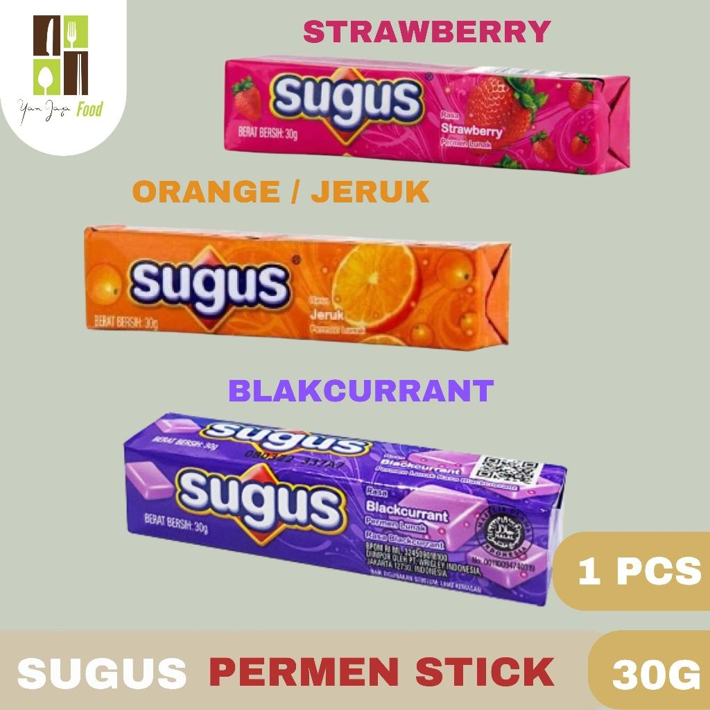 

Sugus Permen Stick / Permen Lunak Rasa Strawberry / Jeruk / Blackcurrant 30g 1 PCS