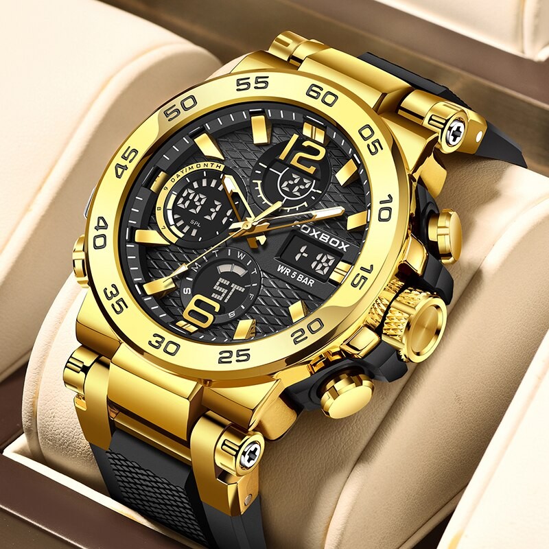 FOXBOX Business Watch Men Fashion Diver Watch Men Top Brand Luxury Sport Waterproof Military Chronog