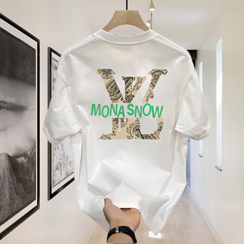Outlets LV Mona Snow Louis Vuitton 100% Cotton Heavyweight Kaos Boxy Fit T Shirt Pria Wanita Graphic