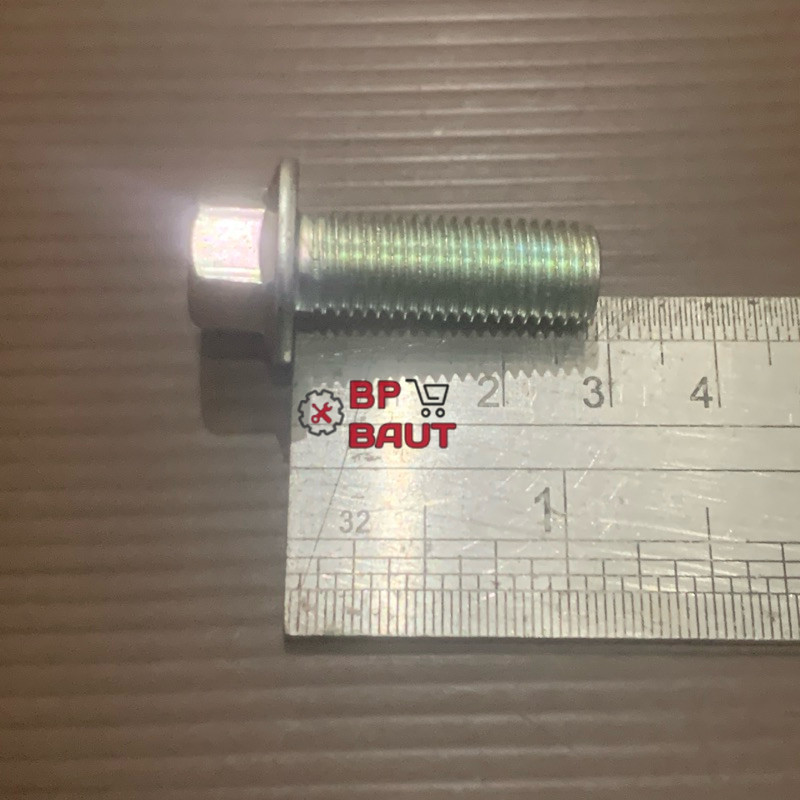 BAUT FLANGE M10x28 KUNCI 12 BAJA 8.8 BAUT TOPI M10