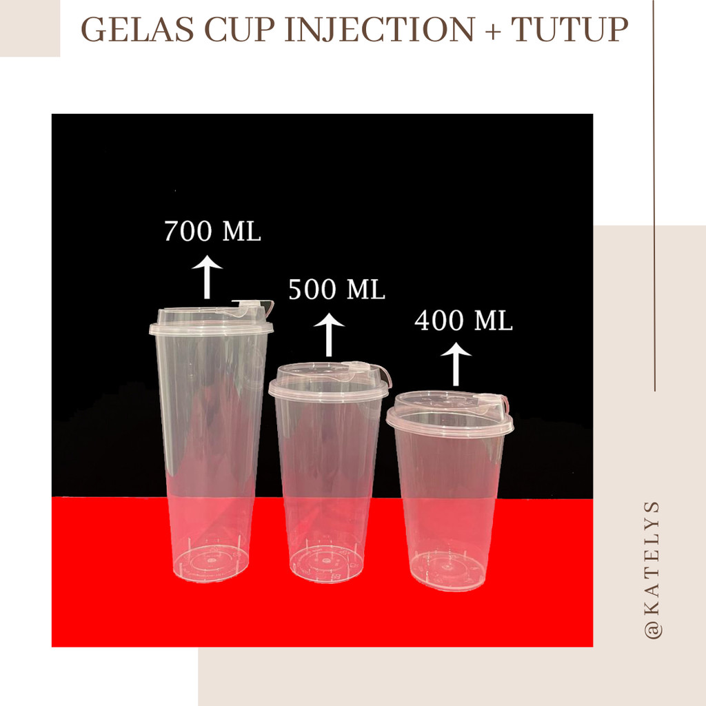 Gelas Cup Injection Dengan Tutup Tebal | Gelas Minum Sekali Pakai | Cup PP Injection