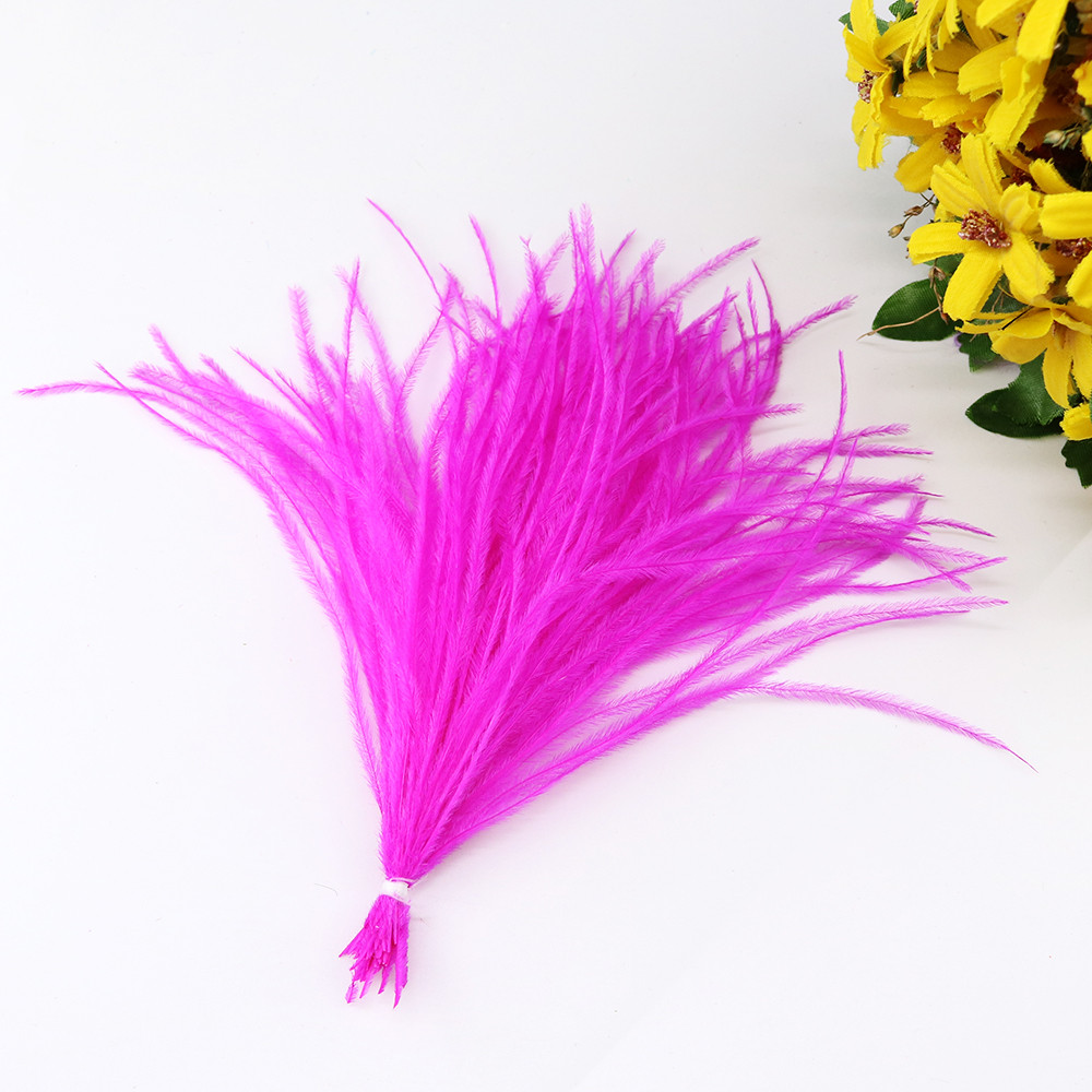

100 PCS/Lot Size 10-15 15-18 CM Lovely Soft Dyed Colorful Natural Ostrich Feather Strung Bundles For Dress 19 Colors Available