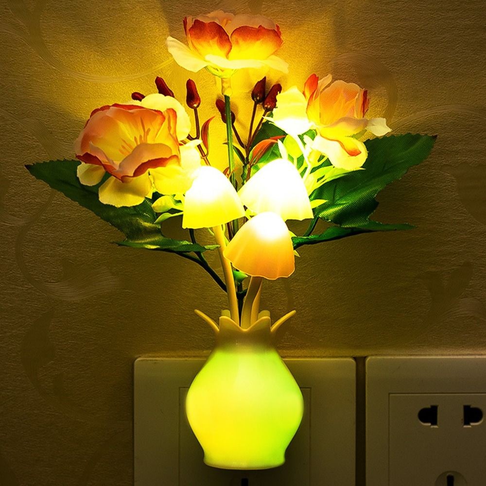 LED Mushroom Lamp LED Night Lamp Novel 7-color Night Lamp 220VUS Plug Sensing Dream High Grade Pomeg