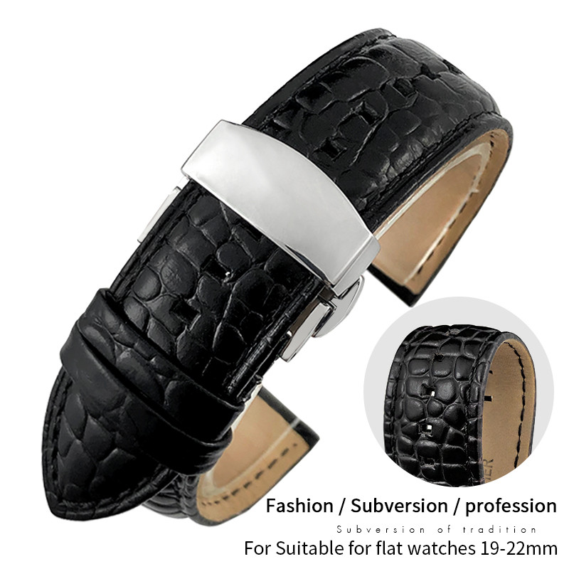 19mm 20mm 21mm 22mm Genuine Leather Crocodile Patterned Watchband for Seiko 5 SKX Hamilton Certina T