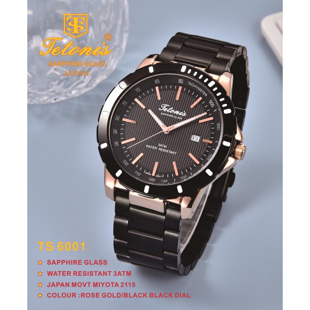 Jam Tangan Pria Tetonis 6141 Rantai Stainless Saphire Glass Original 100% free boxx