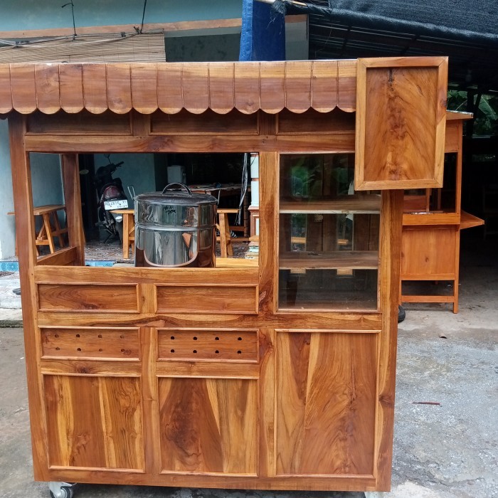 gerobak rombong bakso dan satu dandang kayu jati