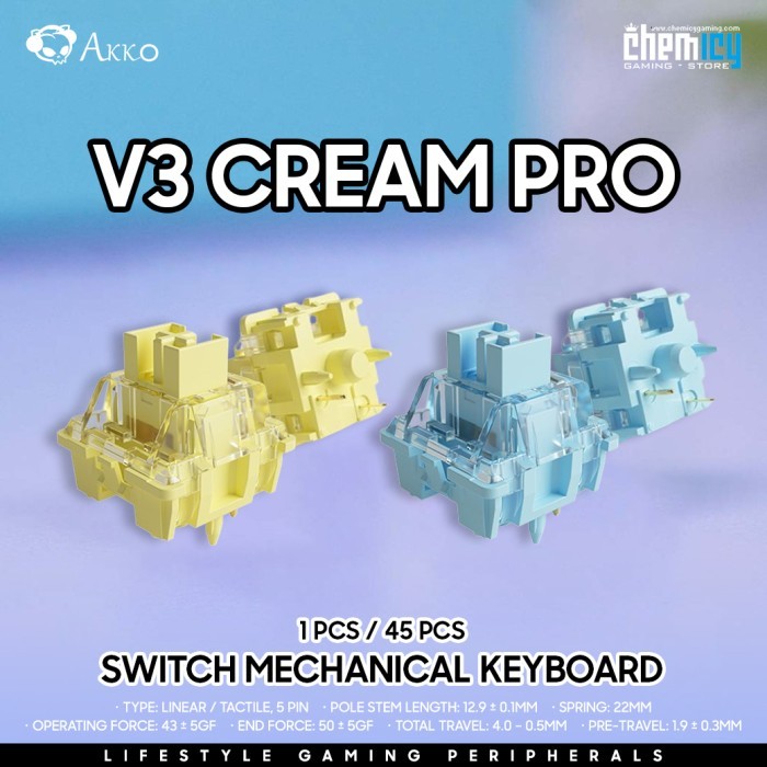 Akko V3 Cream Yellow / Blue Pro 5 pin Switch 1Box - Cream Yellow
