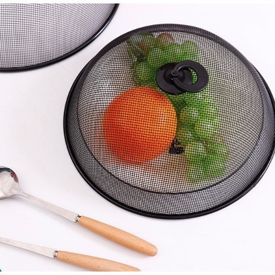 NomiYumi - Tudung Saji Bulat Hitam Bahan Stainless Steel Penutup Makanan Serbaguna Tudung Saji Aesth