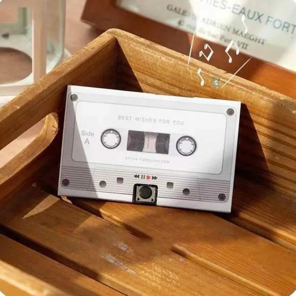 

Self-Made DIY Greeting Cards Ins Recordable Post Card Cassette Tape Self-Made DIY Valentines Gifts 5mins Sound Recording