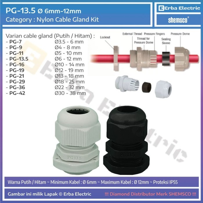 

MU99 Cable Gland PG-13.5 Pelindung Jalur Kabel Gland PG13.5 Original - Hitam