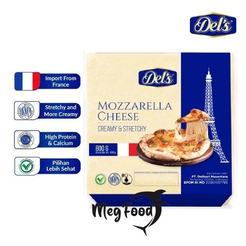 

Del's Mozzarella Cheese Creamy & Stretchy | Keju Mozzarella 800 Gram