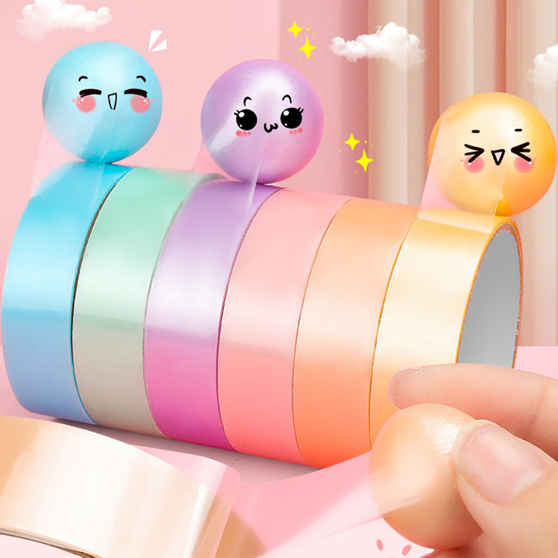 

3.6/4.8cm Macaron Color Pressure Relief Sticky Ball Tapes Kids Fun Sticker Ledger Tape Toys DIY Craft Brushed Water Balloon Tape