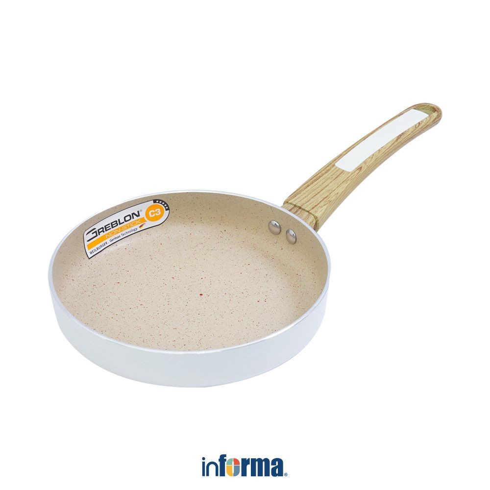 Informa Cooking Color 20 cm Hoshiko Wajan Penggorengan - Putih Frypan Pan Masak Teflon Penggoreng Pe