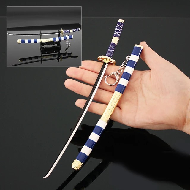 "Q.LnS" - TERMURAH MS Keychain Miniatur Pedang Zoro 26cm Logam Anime One Piece Shusui Enma Yubashiri