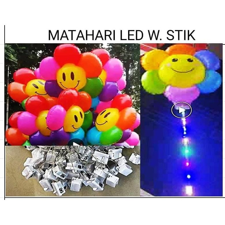BALON BUNGA MATAHARI  KECIL LED DAN NON LED STIK MURAH