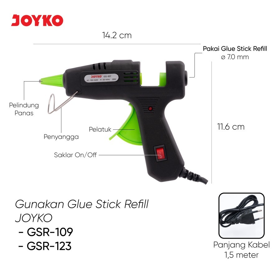 

JOYKO Glue Gun GG-857 Lem Listrik / Alat Lem Tembak Hot Melt Glue GG857 SF6