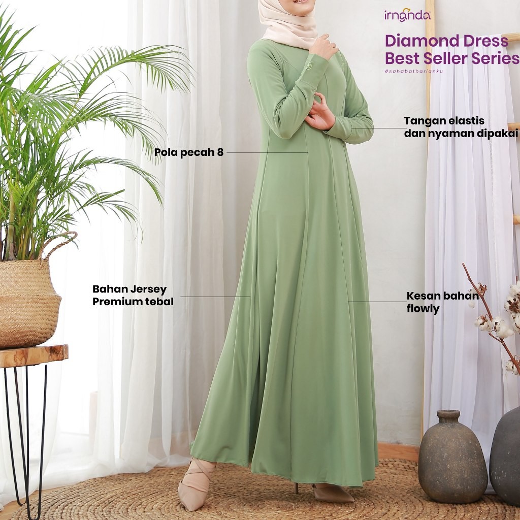 Irnanda Hijab - Gamis Diamond Polos Jersey Spandex Premium Slim Fit Inner Dress