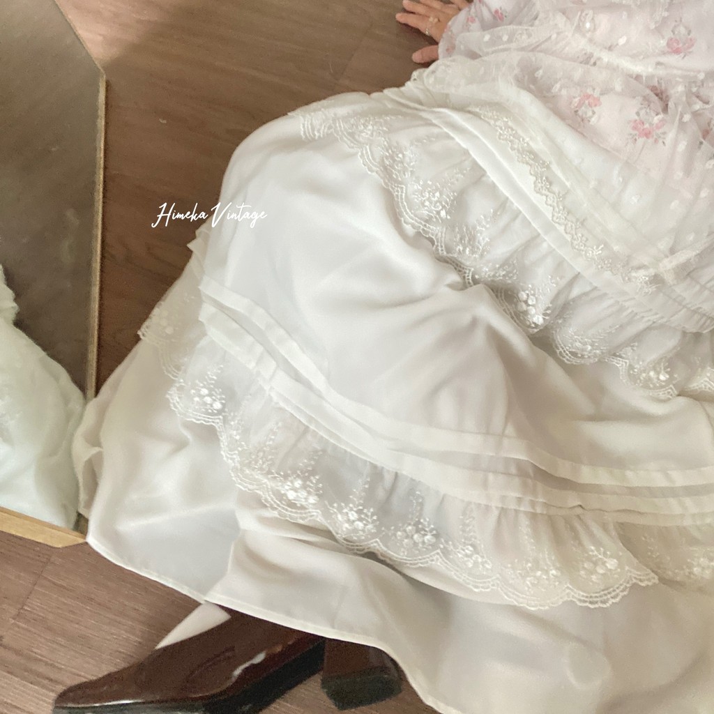 Himeka Vintage - Amber Skirt - Vintage Skirt - Cottagecore Coquette Skirt - Flolwly Skirt