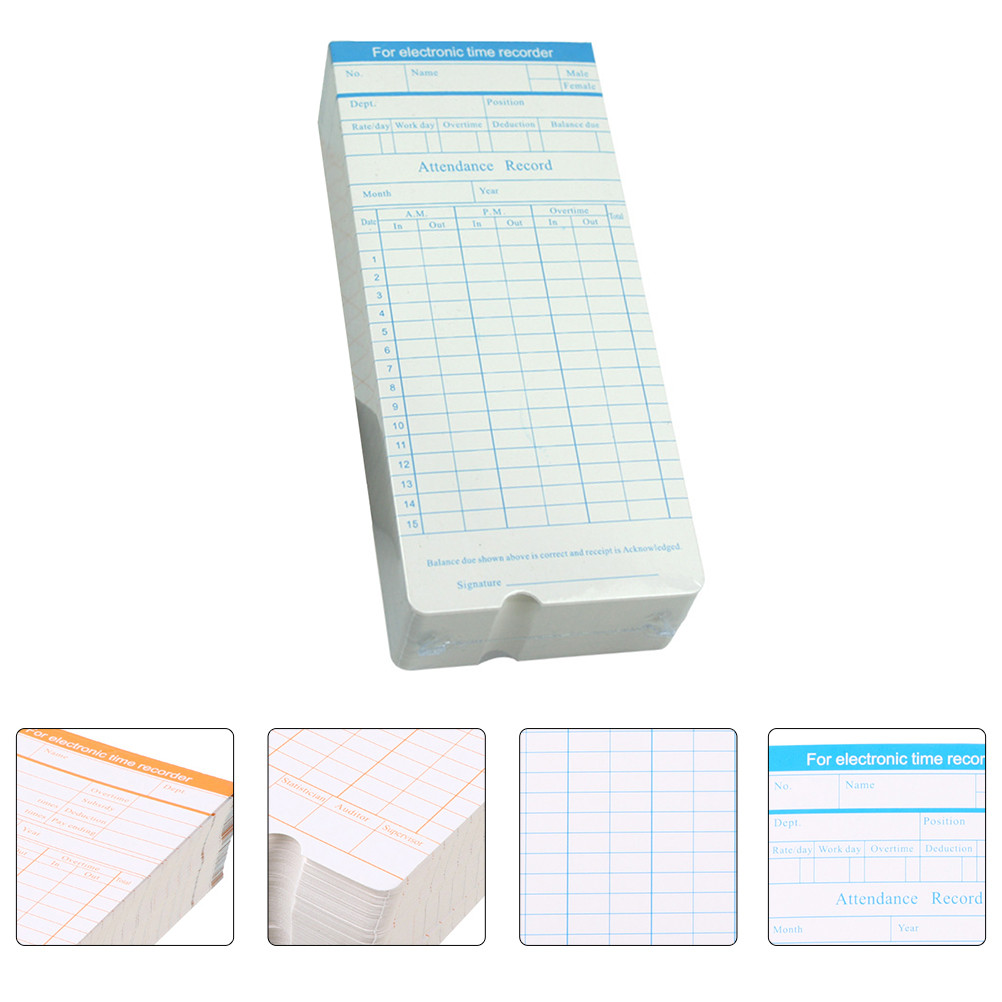 

100 Sheets Attendance Card Time Recording for Employee Paper Cards Office Staff
