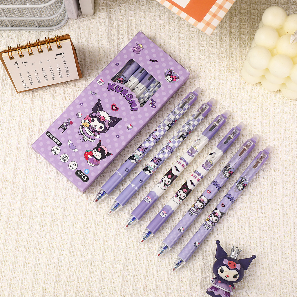 

⭐JOJU⭐ 1 SET ISI 6 PCS PULPEN GEL MEKANIK MOTIF SANRIO YANG DAPAT DIHAPUS BS