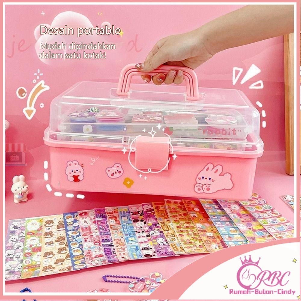 

【Penjual Lokal】425pcs Stiker Set DIY Warna Mainan Anak Perlengkapan Sekolah Bahan Akun Manual Alat Tulis Anak Sticker Happy Kotak Tiga Lapis Yang