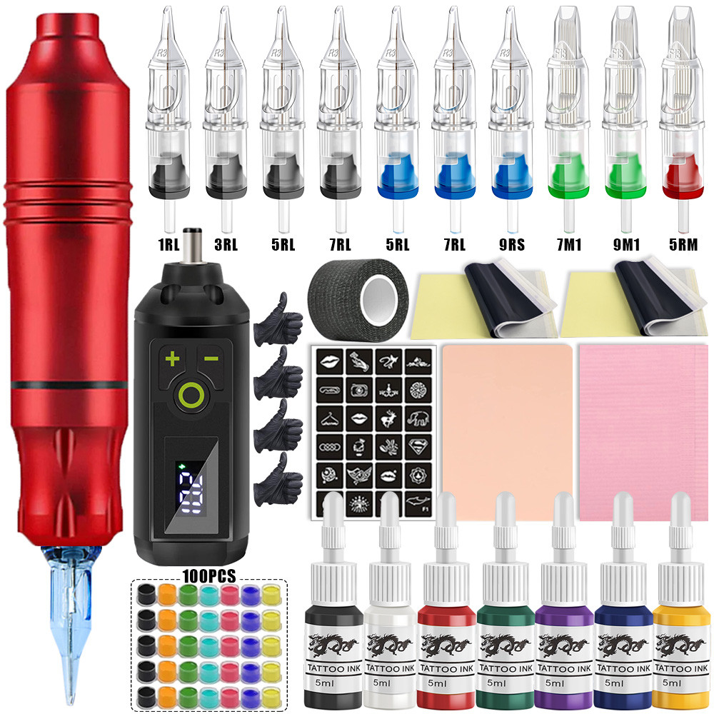 Complete Wireless Tattoo Pen Machine Kit Rotary Tattoo Pen With Wireless Tattoo Power Supply Permane