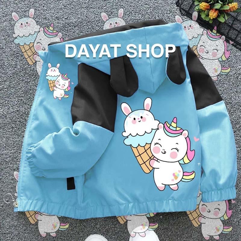 Jaket Hoodie Kombinasi Anak Laki-Laki Dan Anak Perempuan, Hoodie Terbaru Bergambar UNICORN Bahan Par