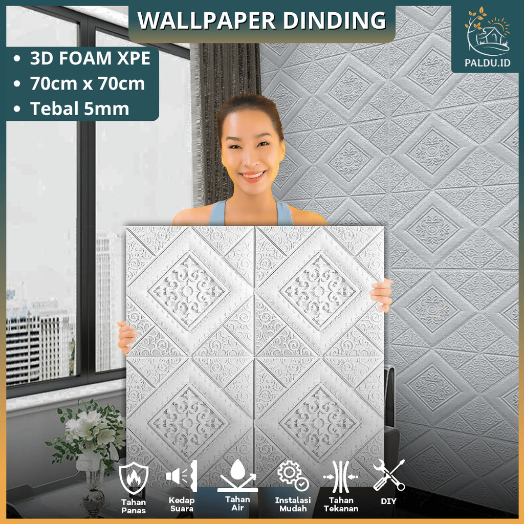 Paldu ID - WALLPAPER DINDING Motif Ukiran Batik 3D Foam 70cm x 70cm / 70cm x 35cm / 35cm x 35cm 3D T